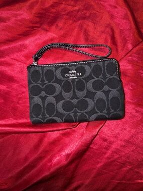 Coach Black and Gray Signature Wristlet